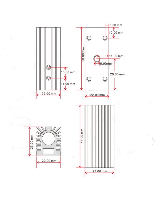 12mm Lengthen Laser Module Heat Sink Holder Mount Cooling Heat Sink CNC Parts