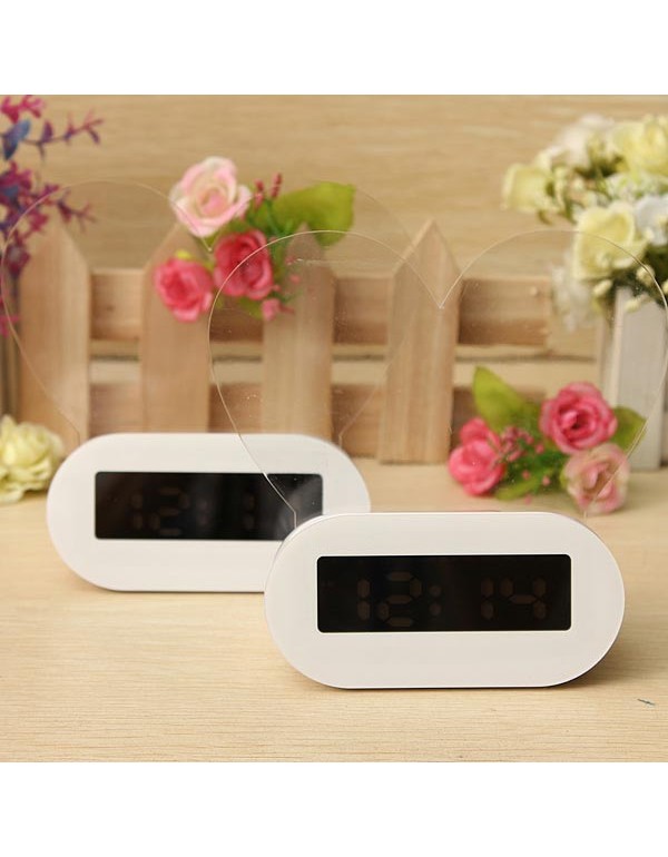 LED Light Fluorescent Message Board Digital Alarm Clock Calendar Thermometer