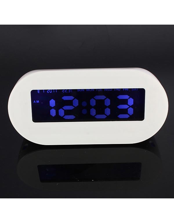 LED Light Fluorescent Message Board Digital Alarm Clock Calendar Thermometer