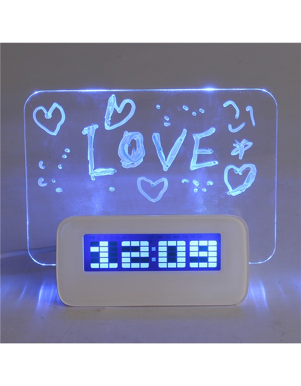 LED Fluorescent Message Memo Board Calendar Thermo...