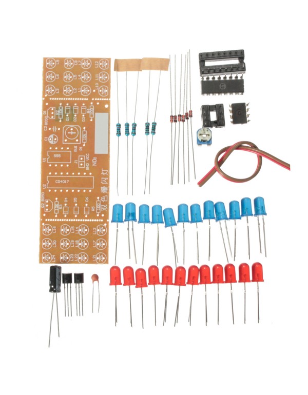 DIY Two-color LED Flashing Light Electronic Kit Circuit Board